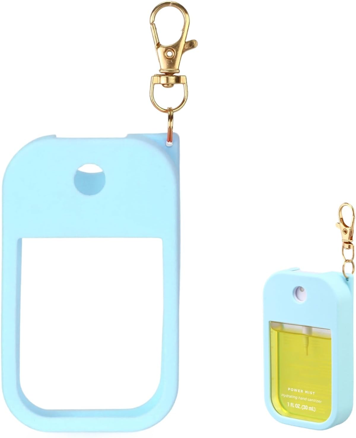 Hand Sanitizer Spray Case Suitable with Touchland Energy Mist 1 oz – Silicone Case with Keychain for Contact Land Mist 1 fl oz（30 ml）, Hand Sanitizer Accent for 1 fl oz (Blue, 1 Pack)