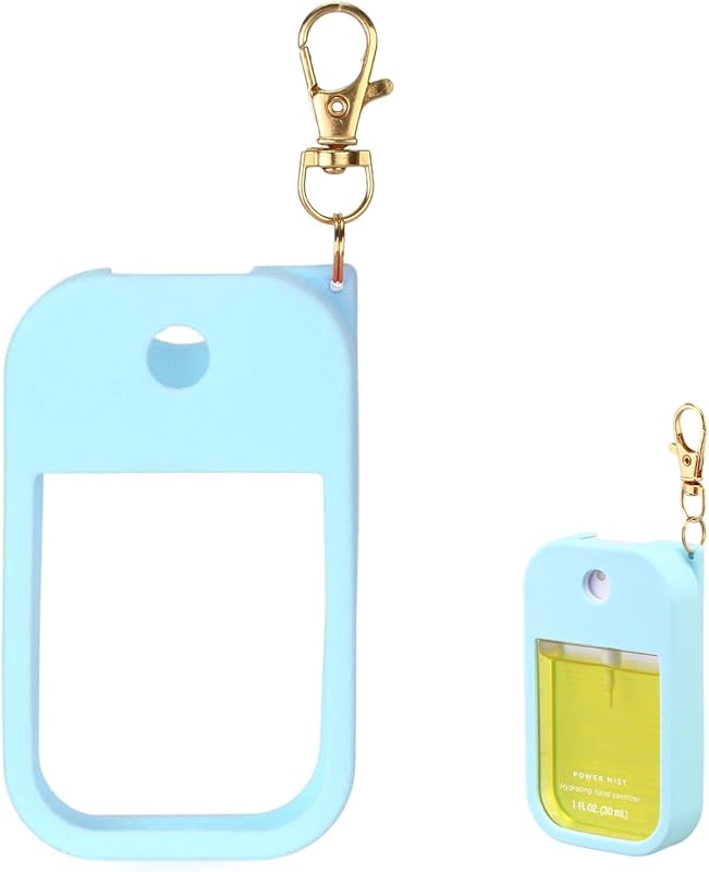 Capa de silicone azul com chaveiro para frasco Touchland Power Mist de 30 mL, 1 unidade