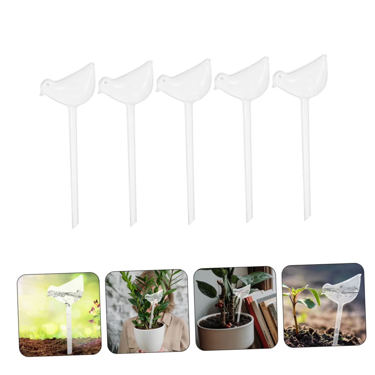 Toyvian 4 Ensembles Système Darrosage Automatique pour Plantes Pot Bulbes Transparents Durable Design Oiseau Décoratif pour Intérieur Et Extérieur Débit 5 Pièces * 4
