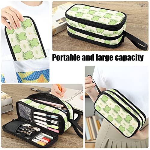 Image of Fustylead Cute Frog Big Capacity Pencil Pen Case, Multi-Purpose Makeup Bag Organizer Storage Pouch for Office College School Hiking Travel