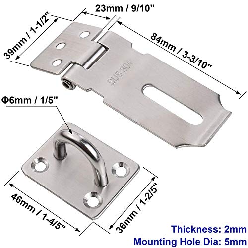 Image of SUS 304 Stainless Steel Padlock Hasp Door Clasp Gate Lock Latch 3 Inch (2 Pack)