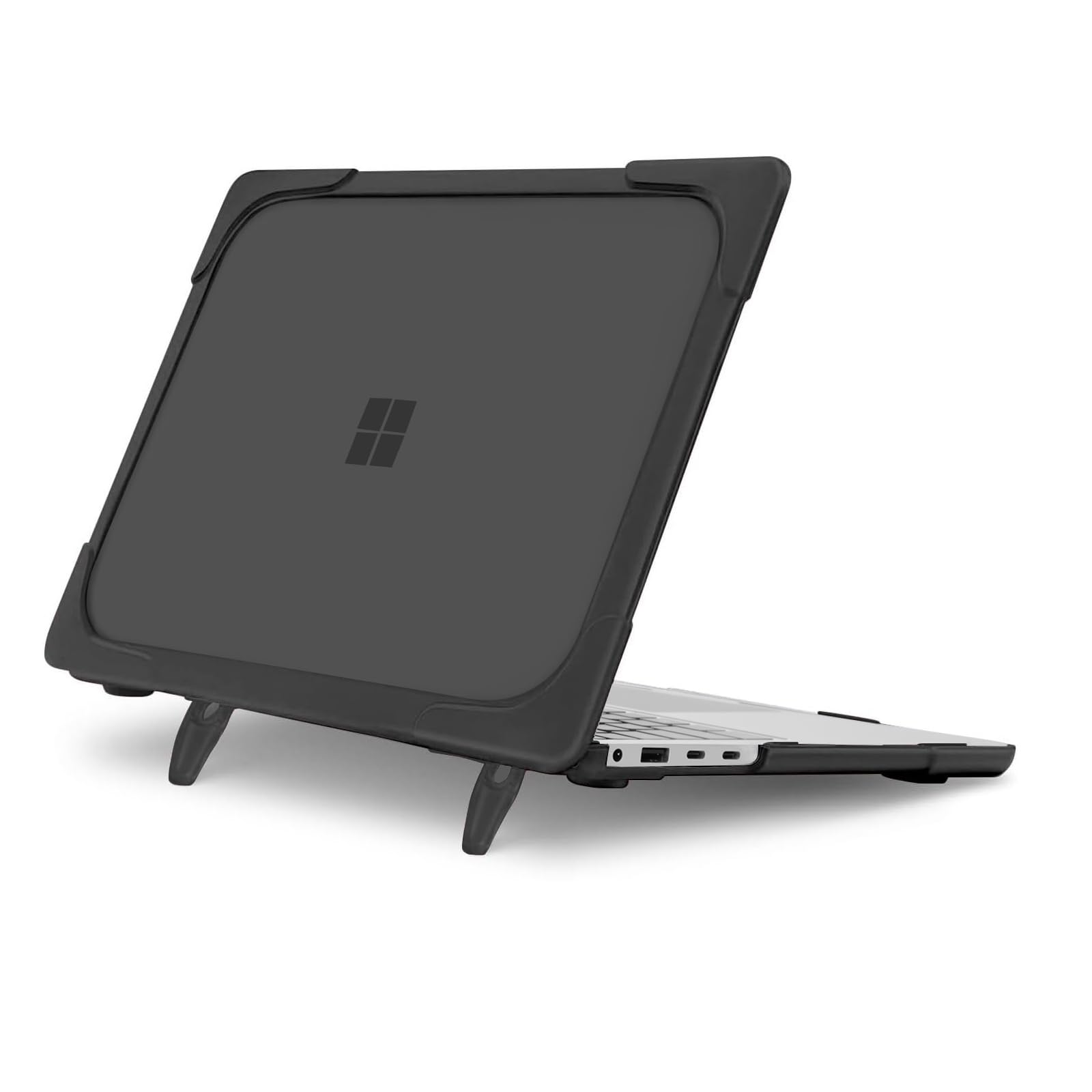 MOSISO Compatible with Microsoft Surface Laptop Case 13.8 inch 2024 Touchscreen 7th Edition 2024 Release Model 2036, Heavy Duty Protective Plastic Hard Shell Case Cover with Fold Kickstand, Black