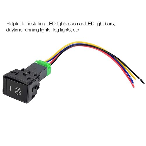 Miniatura 3 de Akozon Interruptor de botón de luz antiniebla con arnés 4 polos 12 V con luz indicadora de fondo LED para la mayoría de automóviles