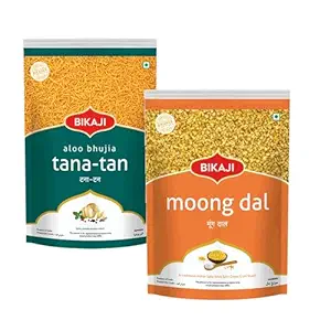 Tana Tan (Aloo Bhujia) 1000g and Moong Dal 200g Combo of 1200g (42.33Oz) – Authentic Indian Snacks Family Pack | Crunchy Namkeen, Party Mix, Bar Snacks & Tea-Time Treats