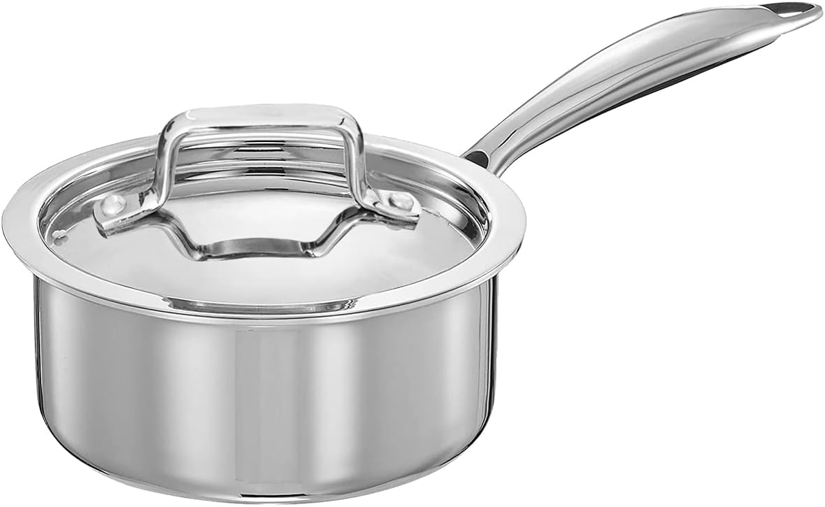 Stainless Steel Induction Friendly Platinum Triply Sauce Pan with Lid (14cm, 1.25L, Silver, Small) Stainless Steel Induction Friendly Platinum Triply Sauce Pan with Lid (14cm, 1.25L, Silver, Small)