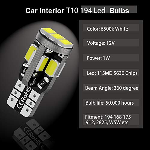 image for Melphan-Auto T10 194 Led, 168 Bulbs, 12v Bright 6500K 11SMD 5630 Chips