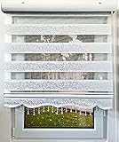 Bems Home Doppelrollo Gardine, Duo Rollo, Klemmfix mit Kasten, Seitenzugrollo, Lichtdurchlässig und Verdunkelnd, Mit Perlen, Grau Weiß, 220V01 (100 x 200 cm)