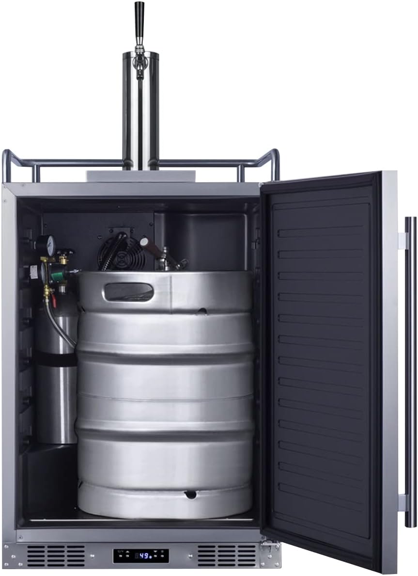 Summit Appliance SBC683OS 24" Wide Built-in Outdoor Beer Kegerator, 5.6 cu.ft Interior, Weatherproof, Automatic Defrost, Digital Thermostat, Tap Cool System, Adjustable Shelves, 4 Casters