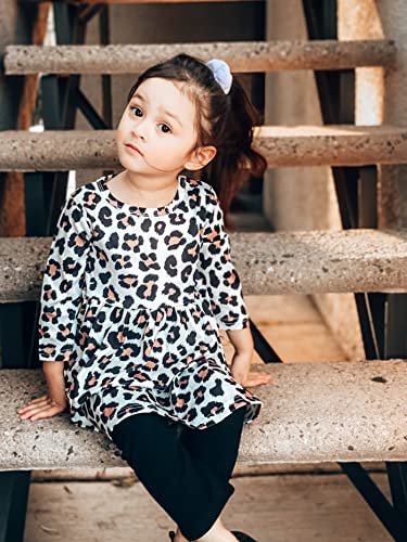 Image of HIHA Toddler Girls Christmas Outfits, Baby Girl Tunic Dress Tops Buffalo Plaid Pants Scarf Deer Winter Clothes