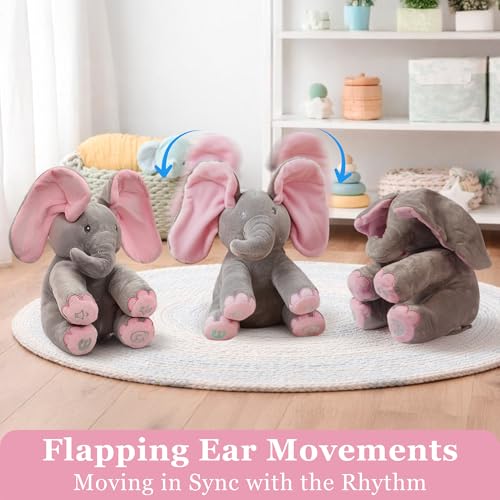 Image of Dimple Ella Elephant Animated Plush Singing Elephant With Peek-A-Boo Interactive Feature