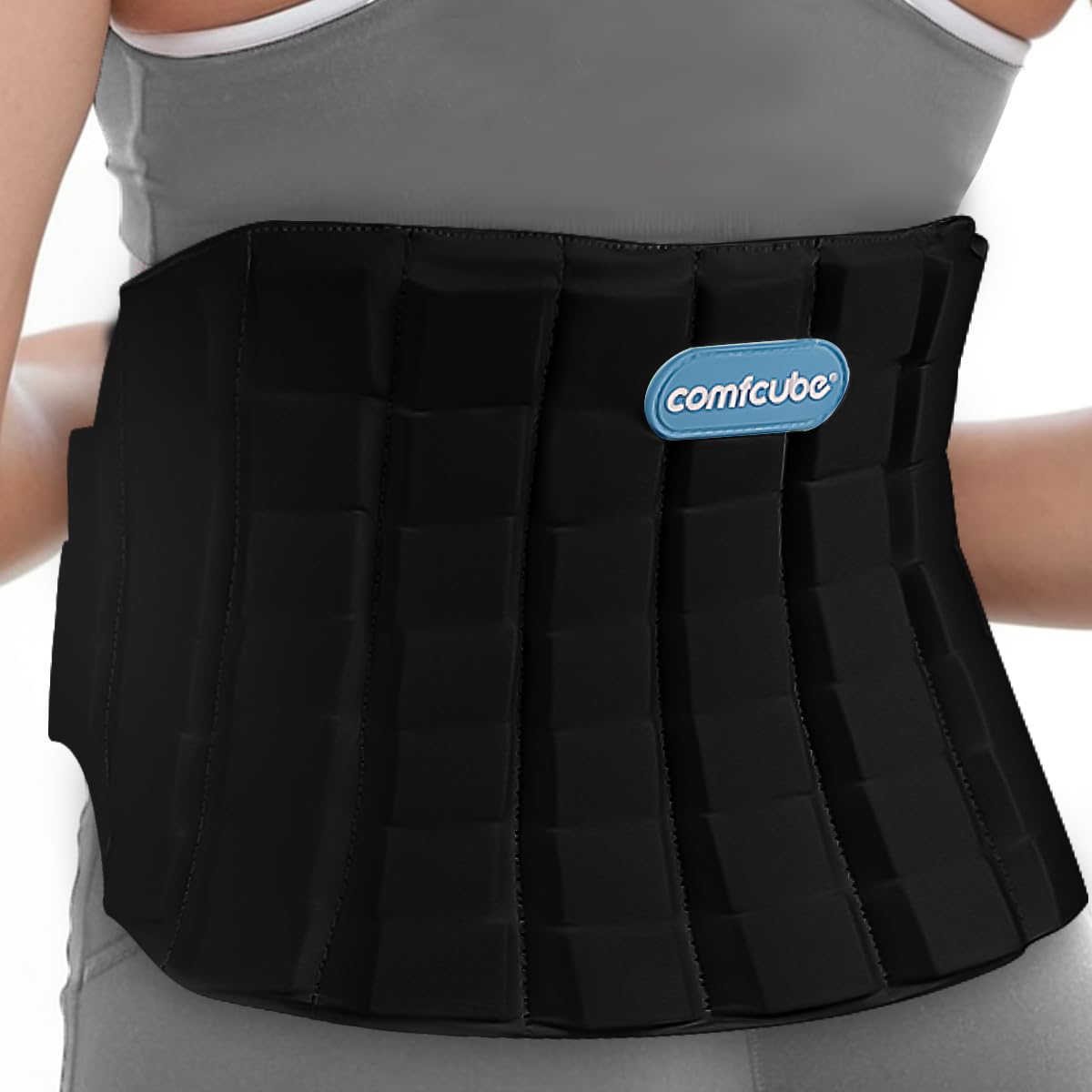 Ice Pack for Back Pain Relief, 2 Hours Long Lasting Cold Therapy Flexible Lower Back Ice Pack Wrap for Injuries, Sciatica, Coccyx, Swelling, Surgery Gift(Black)