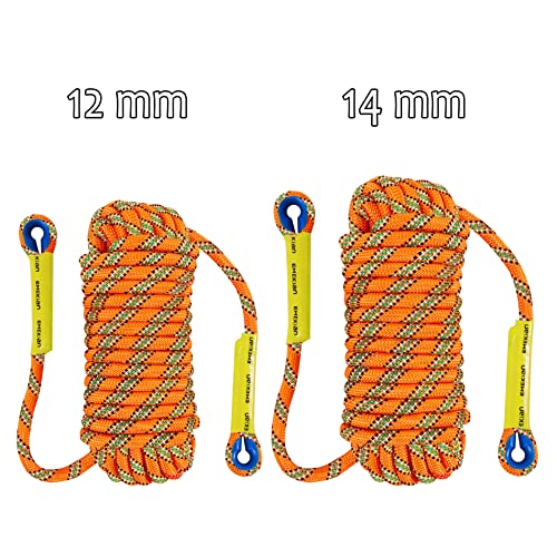 Emekian 12Mm Orange&Yellow Indoor Outdoor Climbing Rope, 10M(32Ft) Static Rock Climbing Rope For Escape Rope, Ice Climbing Equipment, Fire Safety Rescue Rope, With Non-Slip Gloves #TOP1