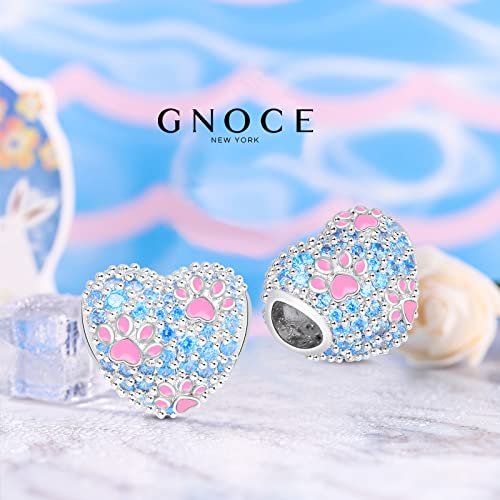 Image of GNOCE Pet Dog Bead Charm for Women,Silver Charms Necklace Bracelet for Her, Jewelry Gift