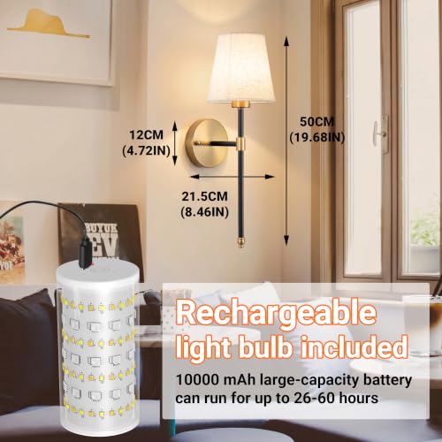 Image of Battery Operated Wall Sconce Set Of Two with Remote Control (Gold-Black)