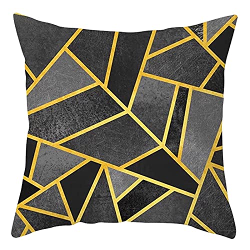 Lieson Decorative Pillow Cases, 1Pcs 18x18 Cushion Covers Outdoor Cushion Cases for Sofa Grey Yellow 45x45cm Triangle Geometric, Polyester