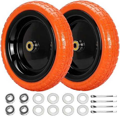 13" flat free wheels for GOR garden carts (orange) - 5/8 bearing