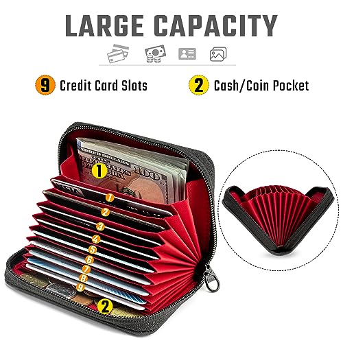 PC1 EDC Durable 11-Slot Nylon Card Holder for Credit Cards, Lightweight Zippered Minimalist Wallet for Men and Women, Ideal for Work Travel, with Coin Pouch, Ultra-light and Waterproof,2