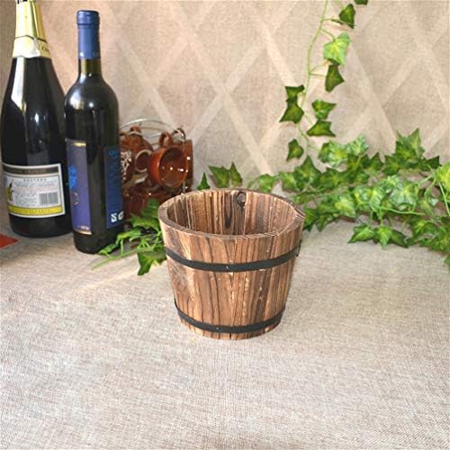 Wooden Flower Pots Barrel Planter Round Garden Flower Bucket Large Flower Pot for Indoor Outdoor Home Garden Patio Decoration-M.