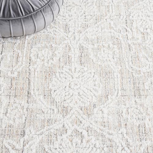 Image of SAFAVIEH Area Rug 8x10 - Ebony Collection - Large - Grey & Ivory, Handmade Wool, Ideal for Living Room, Bedroom, Office, Dining Space (EBN111F)