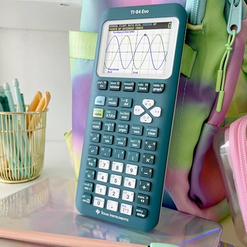 Image of TI-84 Evo Graphing Calculator Texas Instruments, Teal | Intuitive Icon-based Homescreen, USB-C Charging, Python Programming, Faster Performance, Bigger Graphs than TI-84 Plus CE