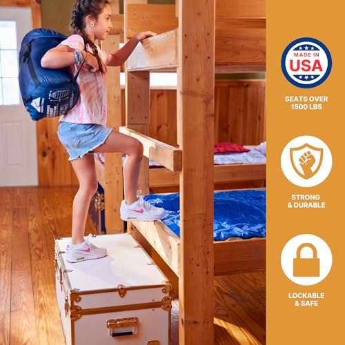 Image of Rhino Trunk & Case Large Essential Trunk With Wheels 32 inchx18 inchx14 inch, 1000+ lbs Capacity - Many Colors. Strong, USA Made Summer Camp Footlocker, and Secure College Dorm Storage Chest