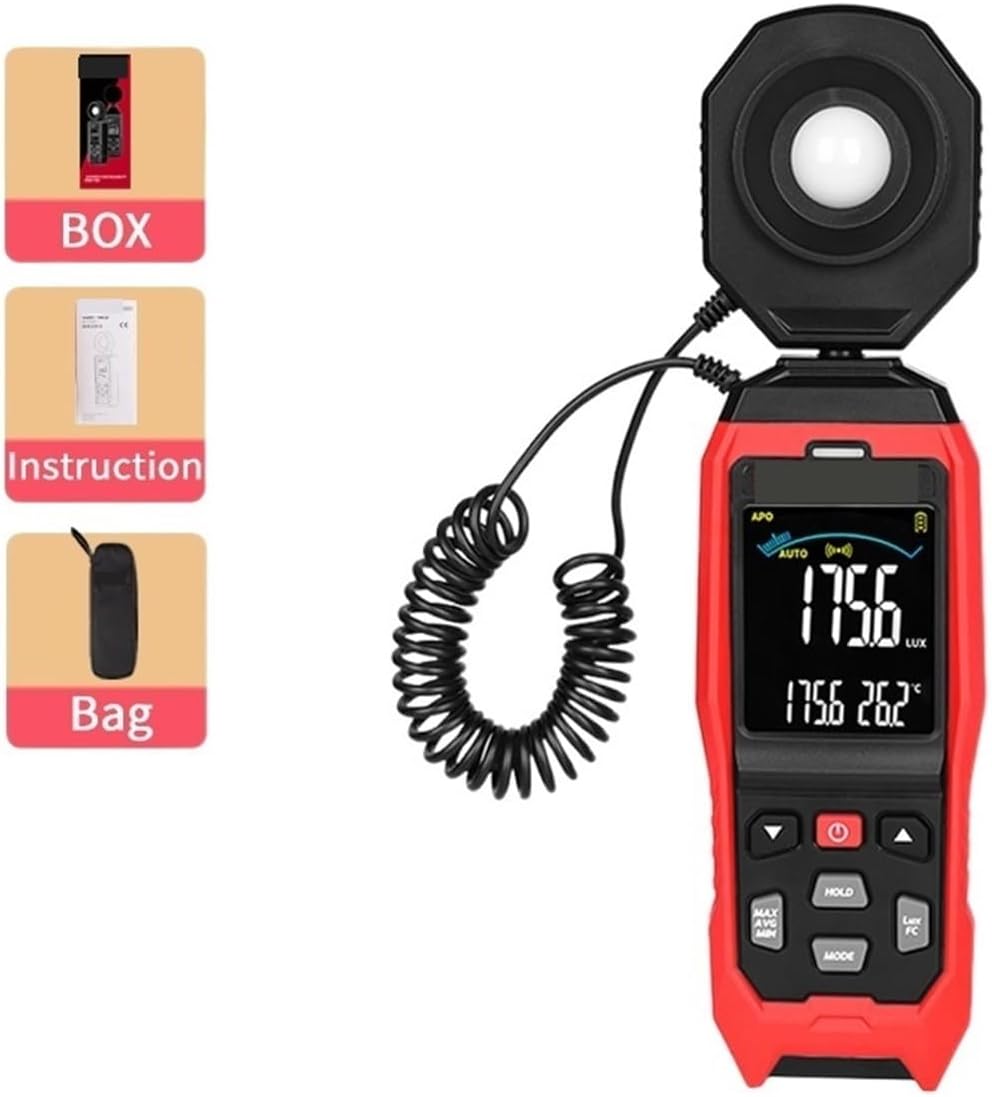 Photographic Light Meters Digital Photometers Colorful Screen with Temperature Sensor USB Connection Light Luxury Meters Lux Meter for Plants Aquarium Light Tester(632A)