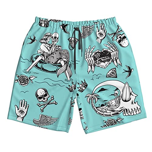 FREEHOTU Men's Swim Trunks Beach Board Shorts Quick Dry Swimwear Sports with Pockets2