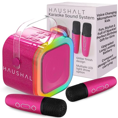 HAUSHALT Mini Karaoke Machine for Kids Adults Teen with 2 Wireless Microphones, Gifts for Girl, Toys...