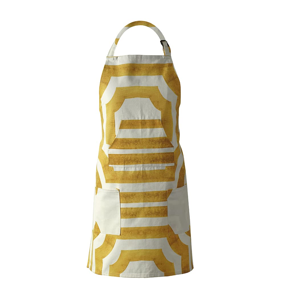 HPD Half Price Drapes Aprons for Men Women with Large Pockets Adjustable Unisex PRTW-D23C-AP Mecca Printed Cotton, 27 X 34 Inch, Mecca Gold