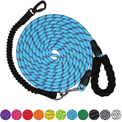 Dog Leash - 5Ft 10Ft 15Ft 20Ft 30Ft 50Ft 100Ft Heavy Duty Leash With Swivel Lockable Hook And ,Reflective Threads Bungee Dog Leash For Walking,Hunting,Camping Yard For Small Medium Large Dog #TOP1