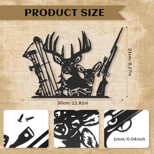 Tandefio Metal Deer Hunting Room Decor Deer Decor for Home Rustic Cabin Wall Art Cabin Wildlife Hunting Wall Decoration Christmas Fathers Day Hunter Gift(Black)