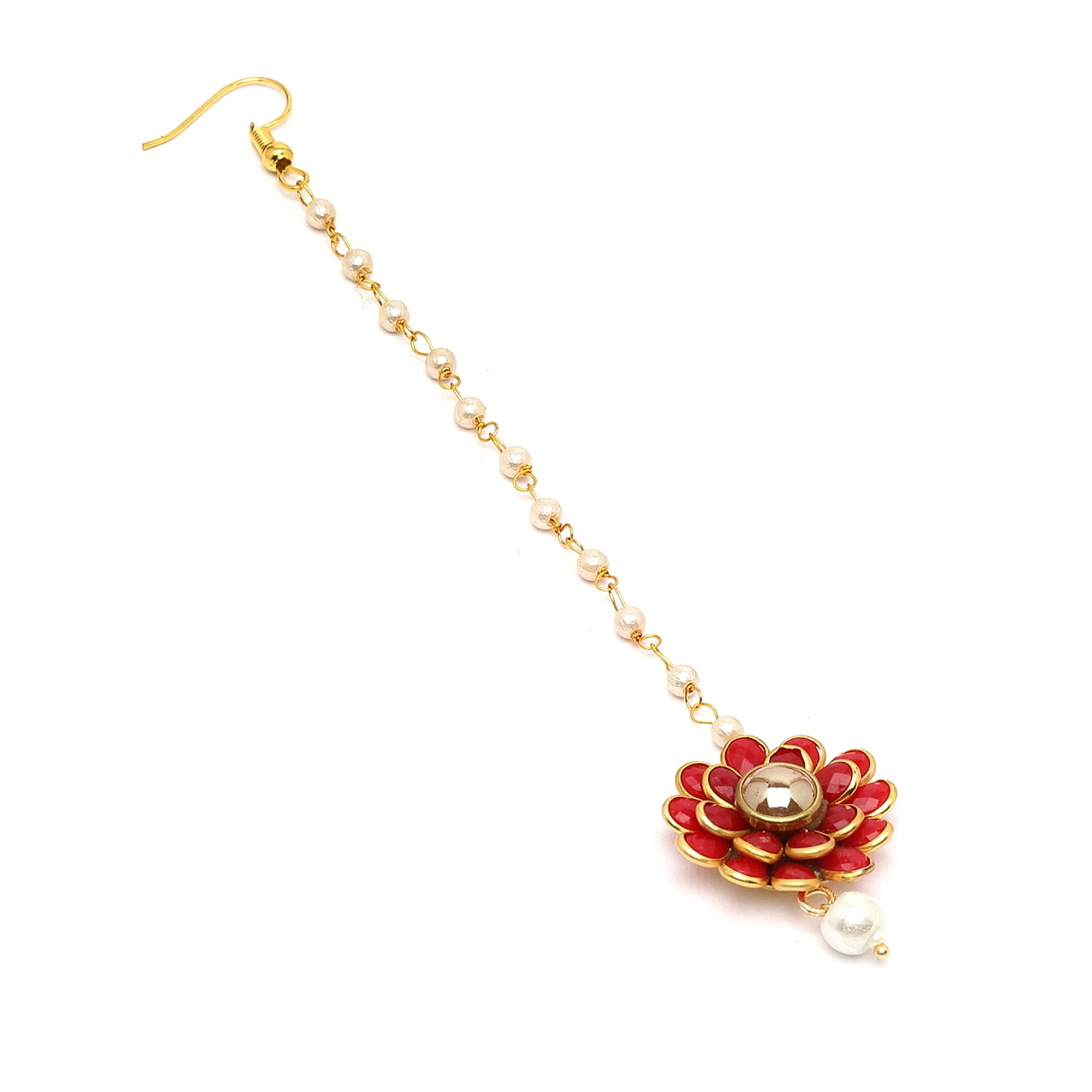 ZENEMEFloral Style Attractive Maang-Tikka with Pearls for Girls & Women