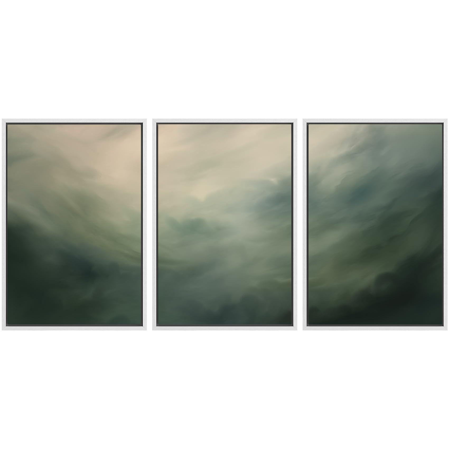 SIGNWIN Framed Canvas Print Wall Art Set Blue White Grunge Geometric Pattern Abstract Shapes Cozy Neutral Decorative Contemporary Minimal for Living Room, Bedroom, Office - 24"x36"x3 Natural — view 85