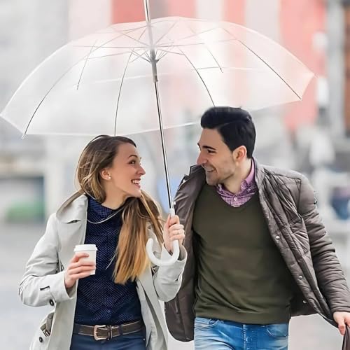 Image of Clear Transparent, Durable Wind-Resistant Umbrella | Special For Windproof Umbrella for Outdoor Events Rain-Decoration (White)