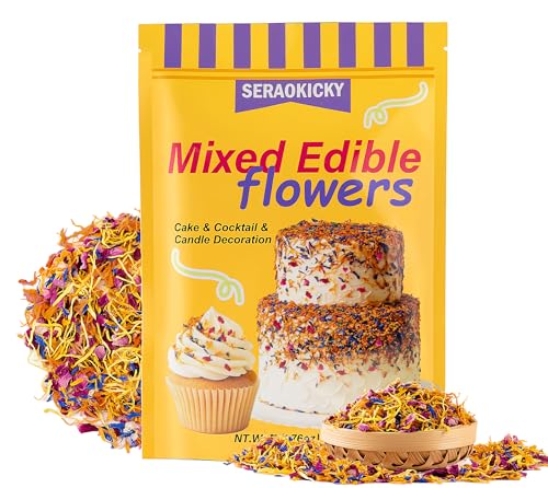 Fleurs comestibles – 5 pétales multicolores comestibles naturels – 50 g – pétales de rose, fleurs de calendula, fleurs de bleuet, fleurs de chrysanthème,fleurs d'osmanthus, pour bougies et décoration.