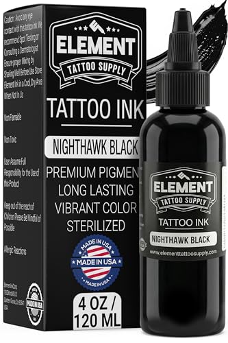 Element Tattoo Supply Nighthawk Black Tattoo Ink Dark Formula for