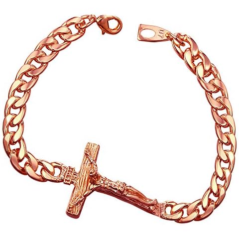 U7 Rose Gold Plated Cuban Chain Bracelet Cover