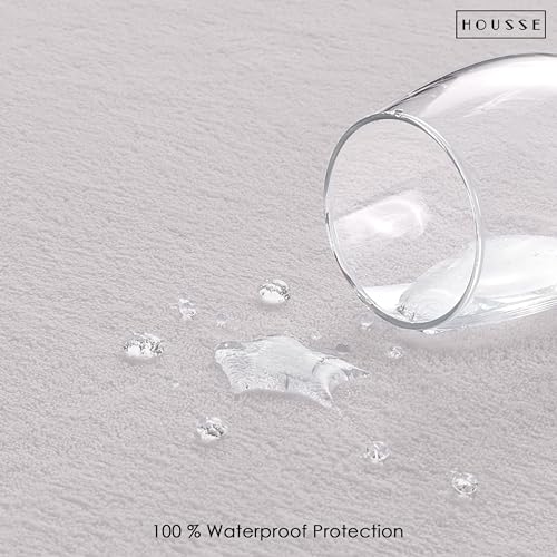 Image of HOUSSE King Size Waterproof Mattress Protector 78 * 84 inch Inches | Premium Bed Mattress Protector Cover | 100% Waterproof | Soft Breathable Fabric | Stretchable Fitted Style | Fits Up to 8 Inch | Grey
