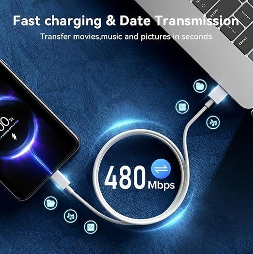 Image of ZQWINT Original 100W SuperVOOC Type C Cable - High Current Fast Charging Cord Compatible With Realme 15, 13,12 Plus,11 Pro,10, 9 Pro,Narzo 60 Pro,50 Pro,Realme XT-Supports 65W Dart Charge, White