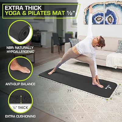 ProsourceFit Extra Thick Yoga and Pilates Mat 12 (13mm) or 1 (25mm), 71-inch Long High Density Exercise Mat with Comfort Foam and Carrying Strap