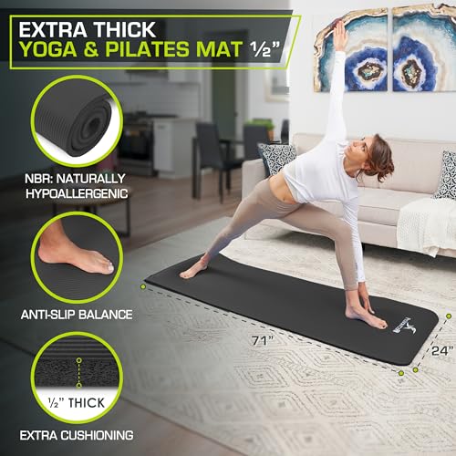 ProsourceFit Extra Thick Yoga and Pilates Mat ½” (13mm), 71-inch Long High Density Exercise Mat with Comfort Foam and Carrying Strap by ProsourceFit - Image 2