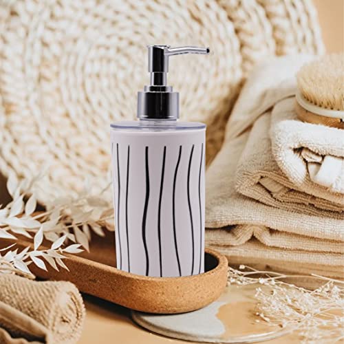 Image of SHENRON Bathroom Accessories Set for Utility and Bathroom Decor | Liquid Soap Dispenser and Toothbrush Holder Combo Colour- White with Line