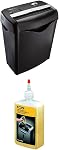 AmazonBasics 6-Sheet Cross-Cut Paper and Credit Card Shredder Bundle with Fellowes Powershred Performance Oil -12 oz -Clear