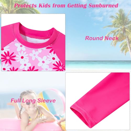 Image of TUONROAD Girls 2 Pieces Rash Guard Swimsuit Long Sleeve Tankini for 4-10 Years