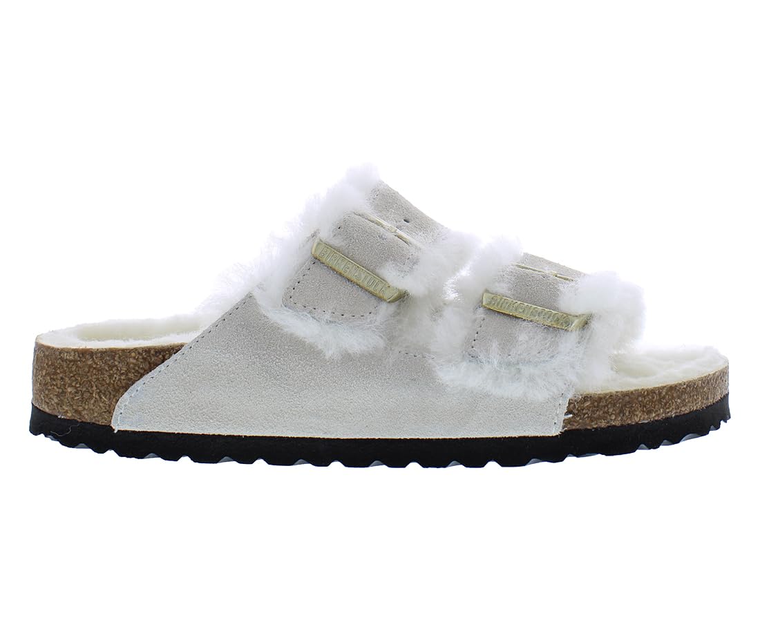 Birkenstock Arizona Shearling Narrow Unisex Shoes Size 8, Color: Antique White/Fur White
