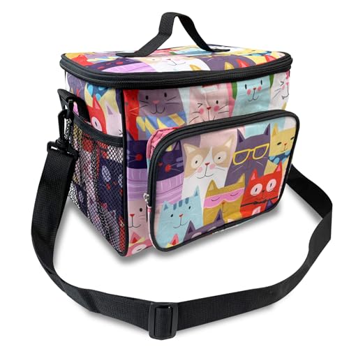 Cat Pattern Lunch Bag Lunch Box for Women,Leakproof Lunch Tote Large Capacity,Reusable Insulated Lunch Tote Bag,Keep Warm and Fresh,Cooler bag Lunch Container for Work/Office/Picnic/Travel (cat)