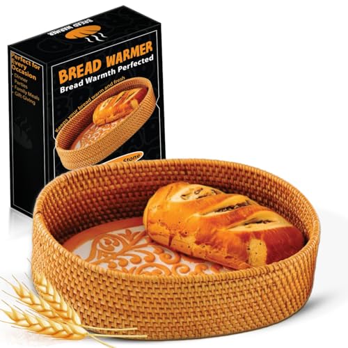 Bread Warmer Basket with stone, Terracotta Bread Warmer, Tortilla serving kitchen Bread Basket, Bun Basket for bakers, Ideal for Buns, & Dinner Rolls, Perfect artisan Gift for sourdough Bakers