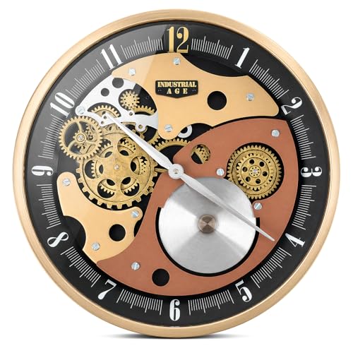 Image of Moving Gear Wall Clock - 18 inch Large Industrial Steampunk Decorative Clock