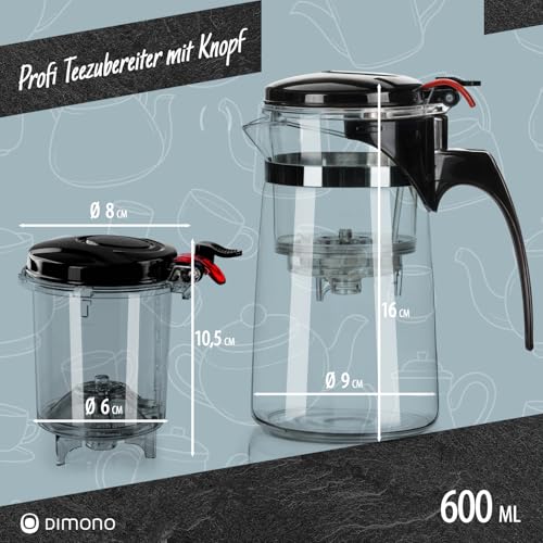 DIMONO® Teebereiter für Losen Tee mit Knopf - Tea Maker 450 ml – Bild 4