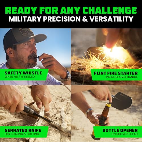 Rhino USA Survival Shovel w/Pick - Heavy Duty Carbon Steel Military Style Entrenching Tool for Off Road, Camping, Gardening, Beach, Digging Dirt, Sand, Mud & Snow. (Survival Shovel) - Image 4